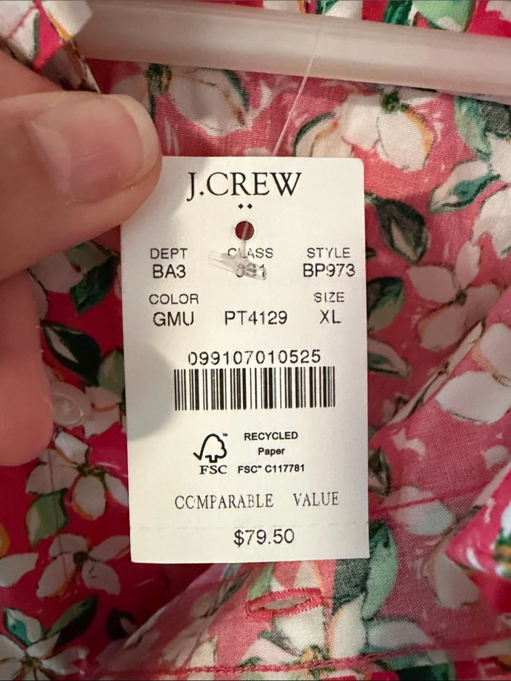NWT J.Crew Men's Slim Flex Short Sleeve Floral Button Down Shirt Size XL